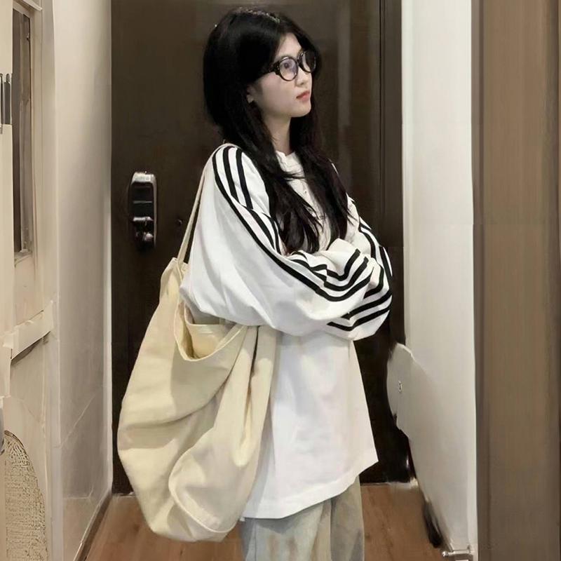 Retro Chic Women's Striped Long-Sleeve Tee - Casual Spring/Autumn Wear