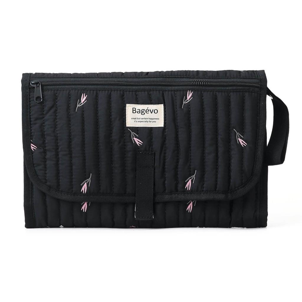 Baby Expandable Diaper Bag with Wet Wipe Pocket Foldable Travel Diaper Mat Bag Easy-Clean Lightweight for Go Out Parents Carry