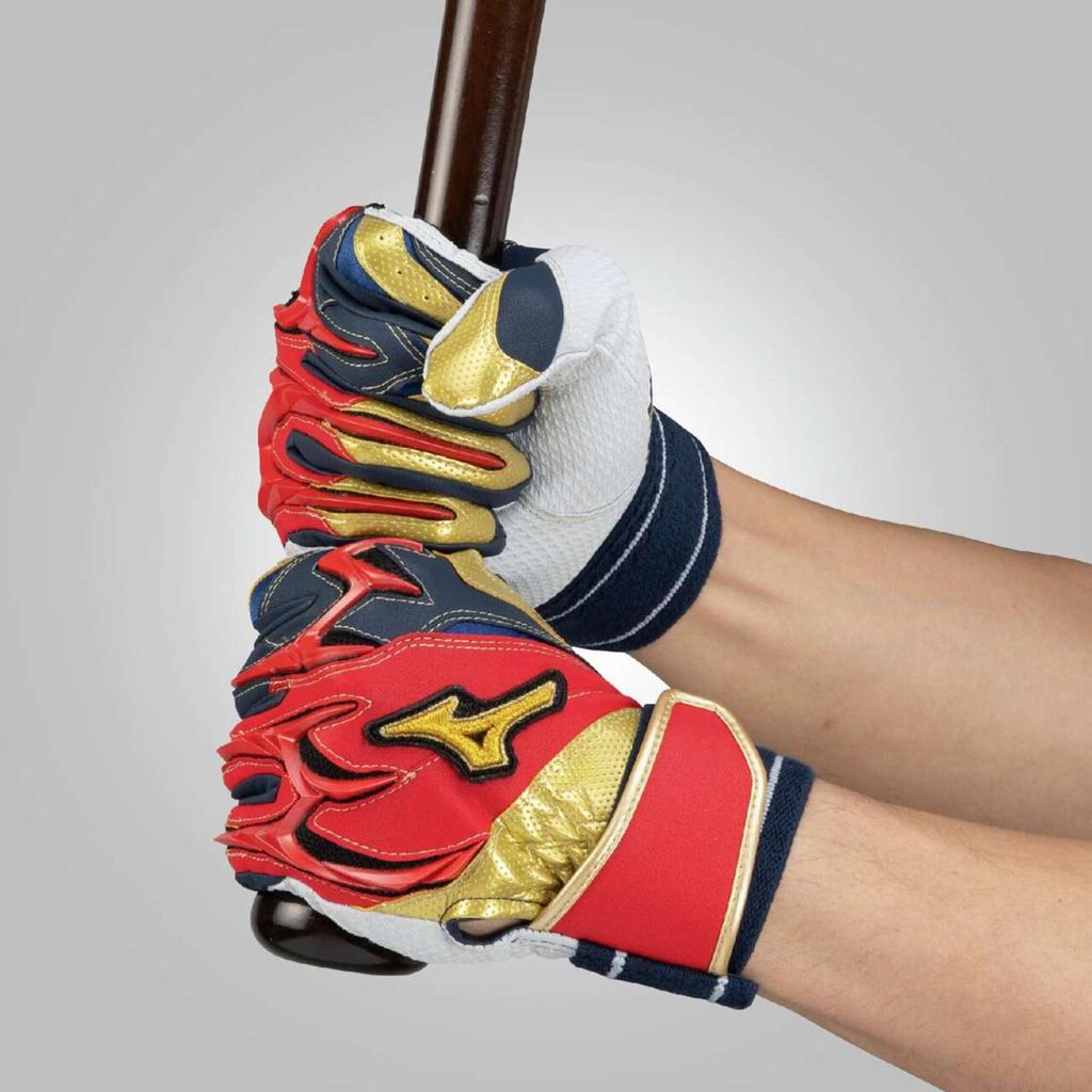 Mizuno Silicon Power Arc DI Baseball Size Navy x Mizuno Direct Store Exclusive Gloves, 25, Red, 1EJEA839,
