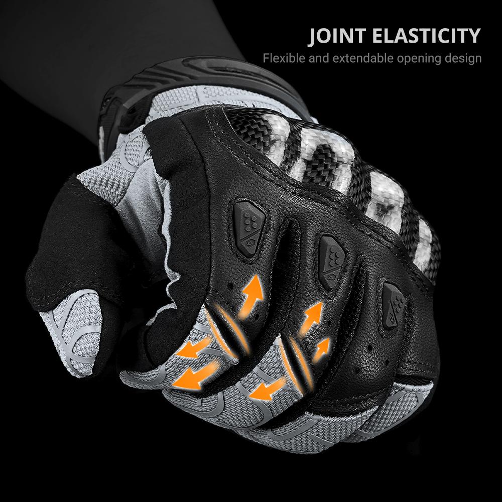 Motorcycle Gloves Waterproof Touch Screen Full Finger Gloves Protective Anti-fall Leather Carbon Fibre Non-slip Riding Gloves