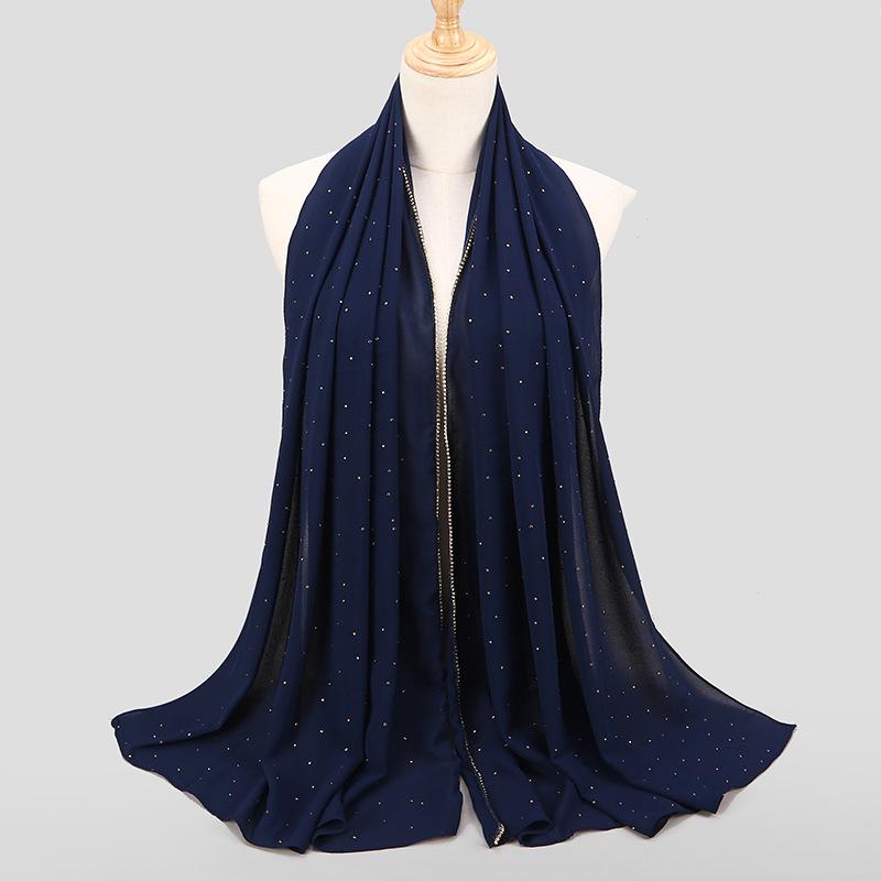 Diamond Chain Chiffon Hijab Scarf Veil Long Shawl Head Scarf Headwraps Hoofddoek Islamic Turban Shawl For Women Muslim Hijabs