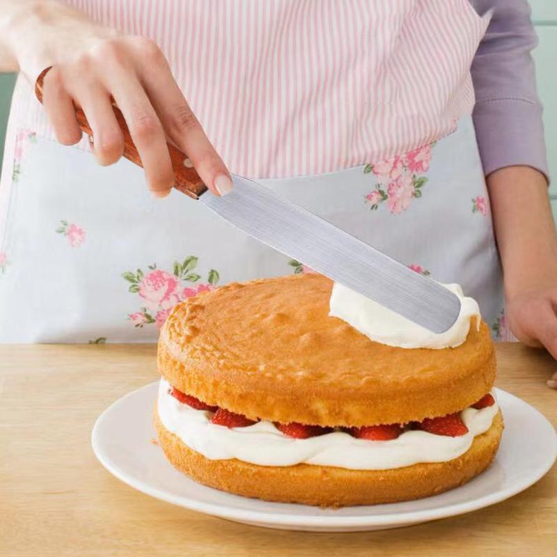 Cake Butter Spatula 6-Inch 8-Inch 10-Inch Wooden Handle Stainless Steel For Smoothing Unmolding And Baking Tools