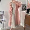 YUNSHU Korean Style Loose Knit Cardigan - Women's Medium To Long Lazy Fit Sweater for Spring and Autumn