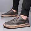 High Quality Men Thick Soled Comfy Casual Leather Shoes Four Season Genuine Leather Outdoor Walking Shoes Fashion New Board Shoe