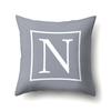 Polyester Pillow Case Gray Base Literary Home Car Decoration 26 English Letter Cushion Car Cushion Cover