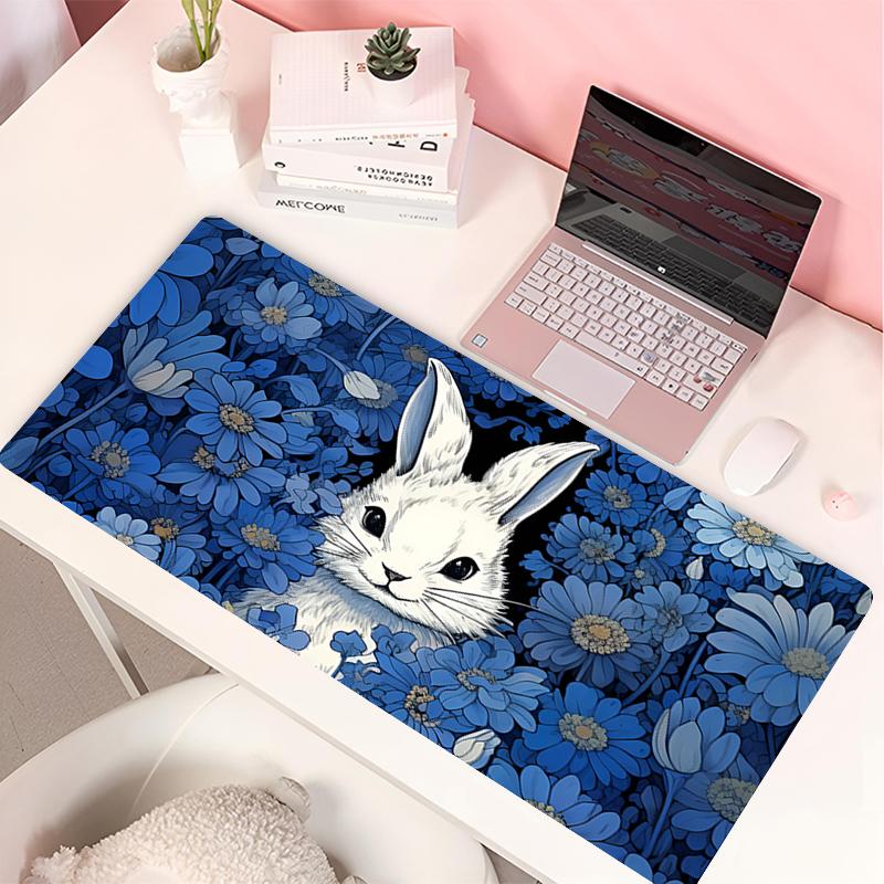 Lovely Rabbit Large Gaming Keyboard Mouse Pad Anime Green Plant Computer Gamer Tablet Mause pad Long Mousepad x Cute Mats