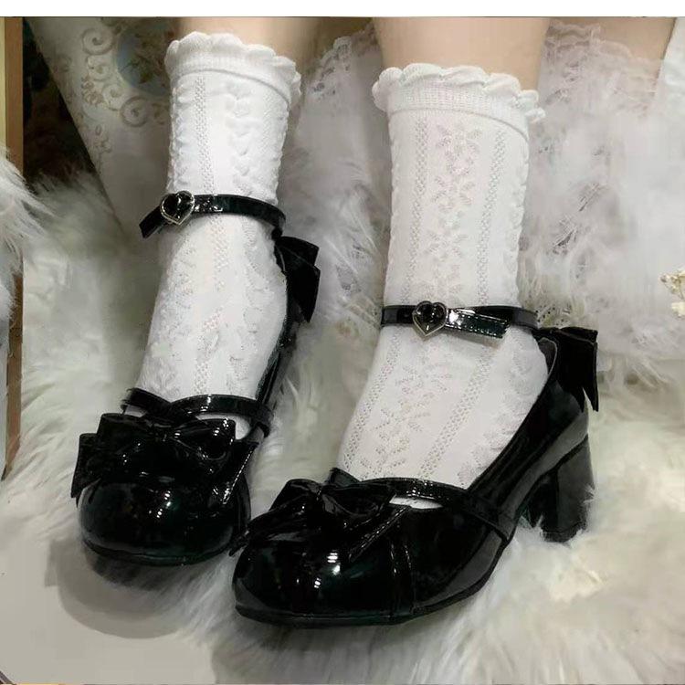 Mary Jane shoes women's summer 2025 new cross with bow Lolita elegant round head thick heel single shoes women