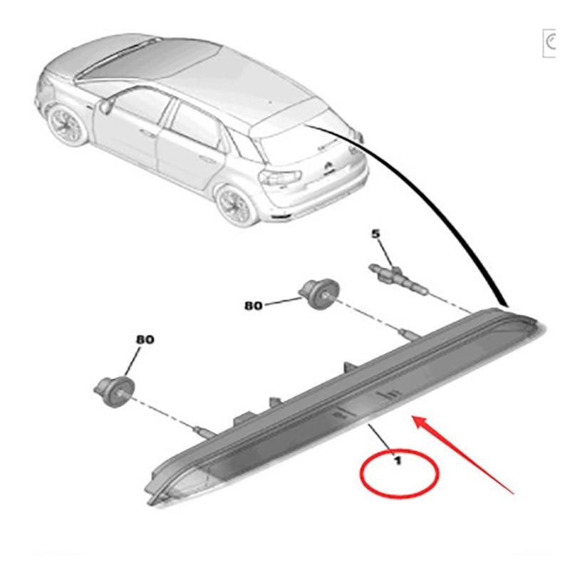 Spare Tire Brake Light High Mount Turn Signal Warning Reversing Third Rear Lamp for 2008 308S 508 9806719280 9809078580