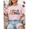 Xmas Cats Printed T‑Shirt Women Funny Cat Graphic Christmas Party Casual Short Sleeve Tops Family Holiday