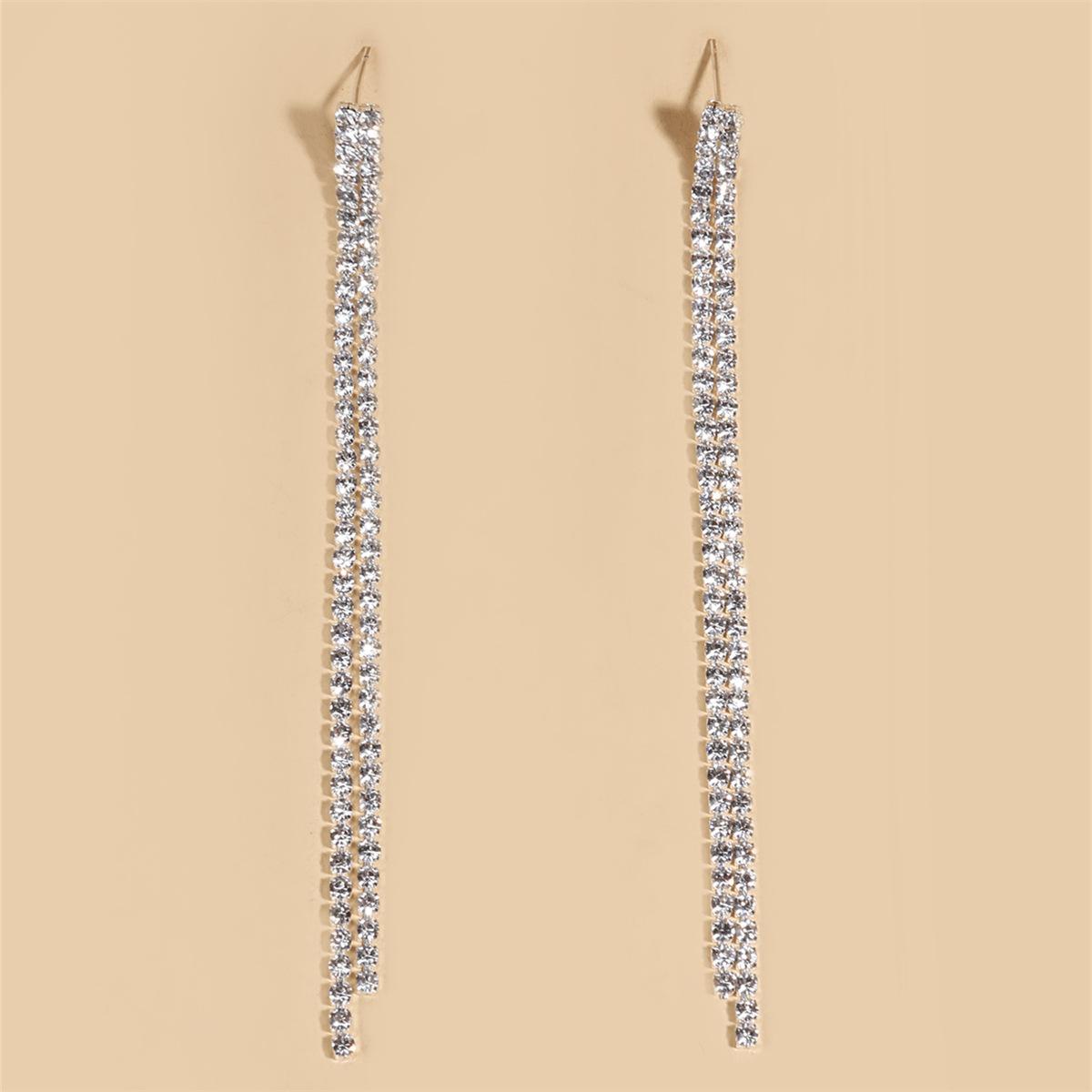 

Новые серьги для невесты, бриллианты, гальванизированные стразы, длинные серьги с кисточками, ювелирные изделия, женские свадебные украшения серебряный