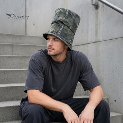 Kuppel-Zylinderhut Camouflage-Print Fischerhut, Faltbarer Fischerhut mit Schnürung, Sommer Metallknöpfe Sonnenschutz für Outdoor-Wanderungen Reisen Freizeitkleidung