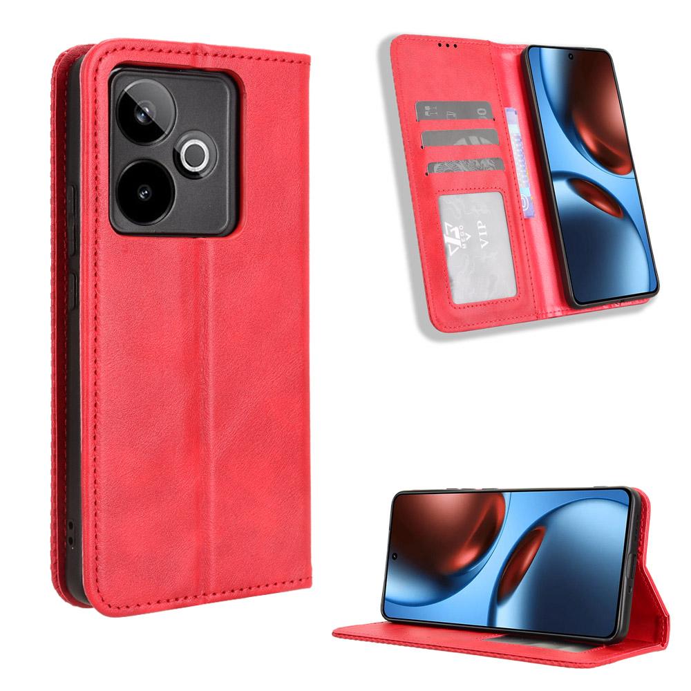 

Для Realme GT7 5G (Китай)/Шкіряний чохол-гаманець-підставка для Realme GT 7 5G з ретро-текстурою Red