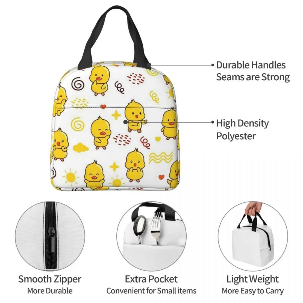 Borsa Termica per Pranzo con Fantasia di Anatra Gialla a Cartone Animato per Donne Bambini Scatole per Alimenti Portatili Borsa Termica per Pranzo Tote