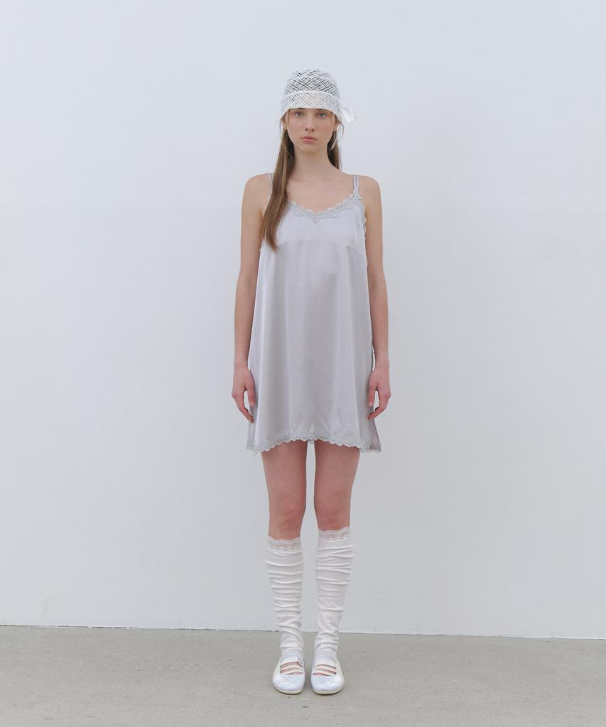 Cluny Satin Layered Slip Dress - Gray