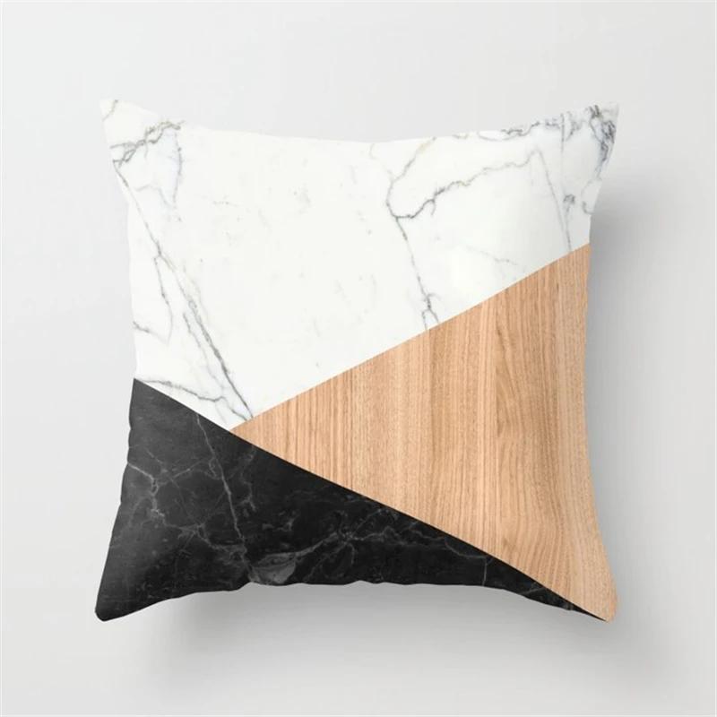 Juste De Coussin Géométrique Pour La Décoration Intérieure, Ferme, Oreiller De Canapé, Bois Créatif, Taie D'oreiller En Marbre Mars, Mode