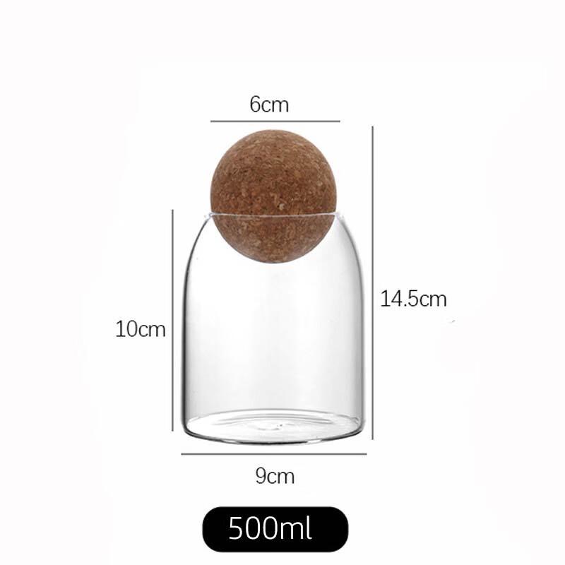 High Borosilicate Glass Storage Jars with Round Cork Lids