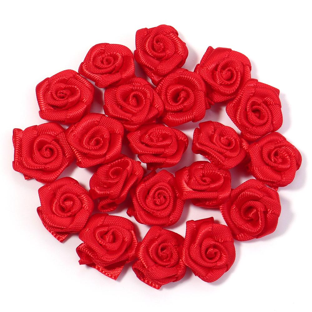 20pcs 1.5cm Polyester Rose Flowers Colorful Mini Artificial Flowers For Wedding Party DIY Wreath Clothing Headwear Decoration