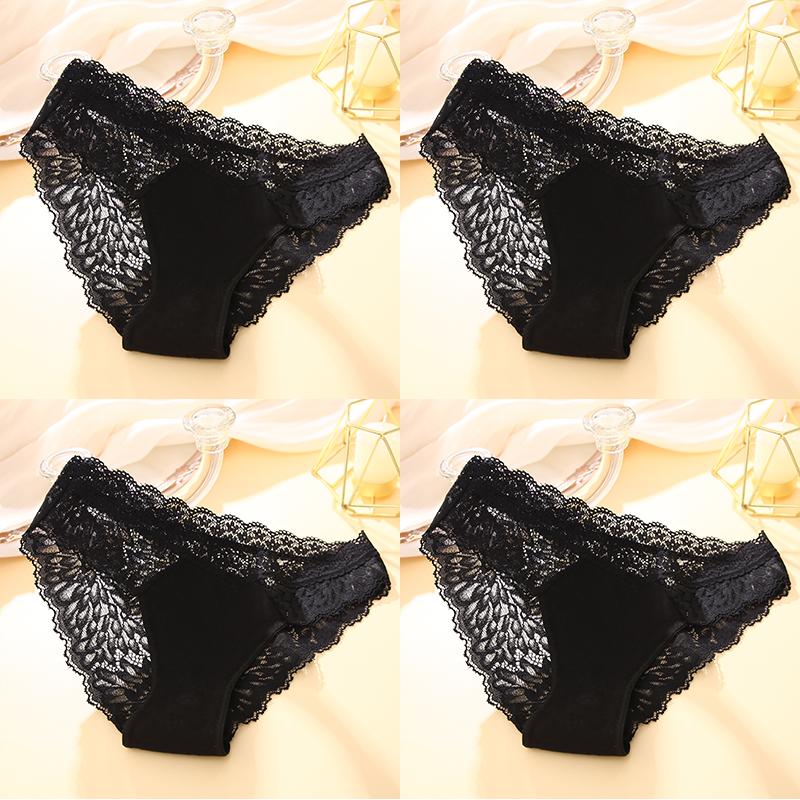 4 Stück/Set Sexy Perspektive Damen Rücken Spitze Höschen Patchwork Unterhosen Ausgehöhlte Dessous Unterwäsche Bequeme Slips