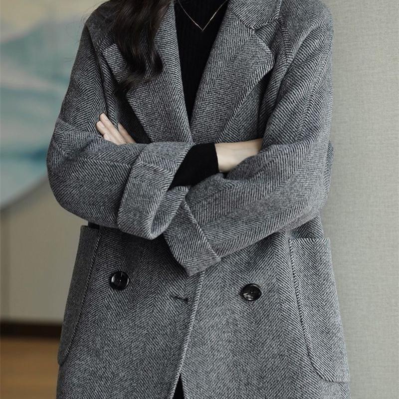 Wool Coat Elegance Coats Jackets Women Autumn Winter Jacket Women Long Sleeve Office Lady Trench Coat