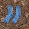 Women's Retro Blue Ethnic Style Mid-Calf Cotton Socks - Korean Fashion Artistic Design