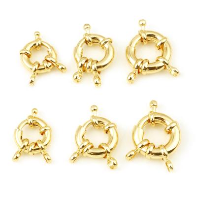 2PCs Copper Spring Ring Clasps Real Gold Color Round Metal Charms DIY Making Necklace Bracelets Jewelry,22x17mm 19x15mm 17x13mm