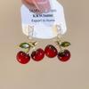 Orecchini Pendenti Ciliegia Rossa in Resina con Zirconia Cubica Rossa Lucida per Donna Placcati in Oro Vero Rame Gioielli Casual