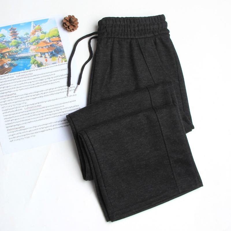 

Gray glutinous rice pants women s spring and autumn new high-waisted small straight-leg pants lazy casual wide-leg pants sports high-waisted pants 3XL (85-57.5 kg чёрный