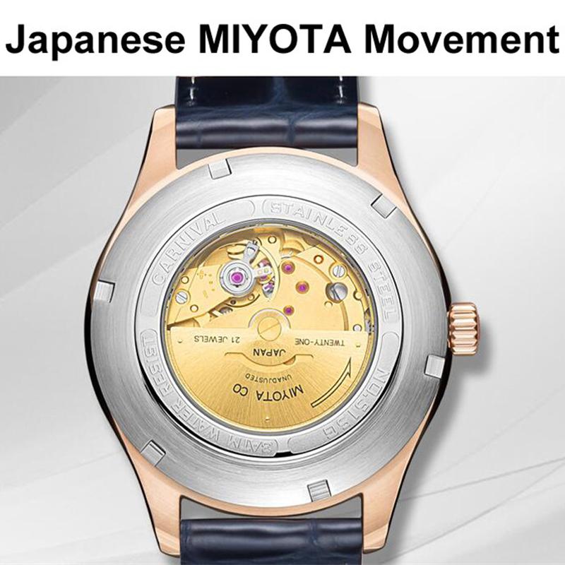 CARNIVAL 3D Horse Dial Waterproof Automatic Watches Sport Miyota Mechanical Watch Men Sapphire Crystal Reloj Hombre