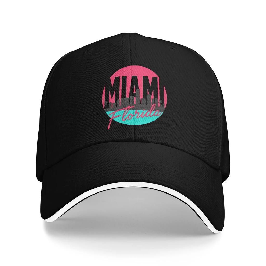 Miami Retro Beach Sandwich Hats Unisex Women RetroBaseball Cap Hat Breathable Snapback Caps Cap High Quality Cap