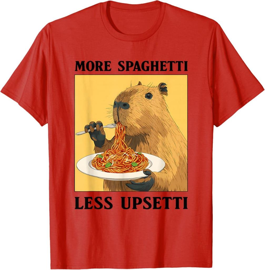 More Spaghetti Less Upsetti Funny Capybara Quote T-Shirt