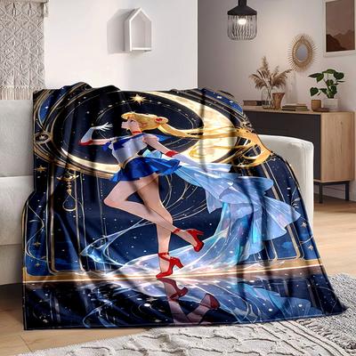 1 Stück Sailor Moon Flanelldecke [Gemütliche Überwurfdecke] Für Sofa, Bett, Reisen, Camping, Wohnzimmer, Büro, Couch, Stuhl Und Bett