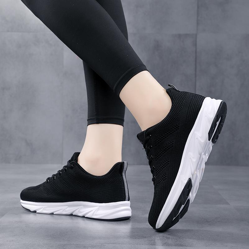 Fashion Women's New 2024 Autumn Black Sneakers Mom Middle-Aged And Elderly Running Shoes Work Soft Bottom Not Tiring On The Feet