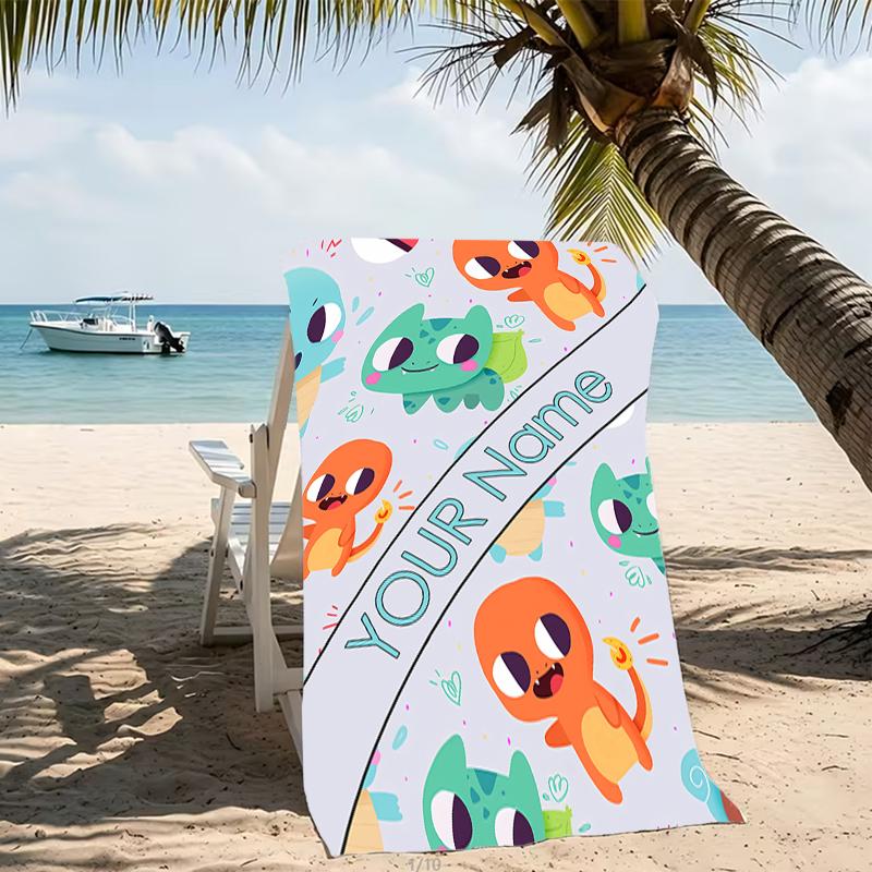 Customizable personalized beach towels Pokémon themed designs.Suitable for the beach, yoga, sports;ideal as beach accessories