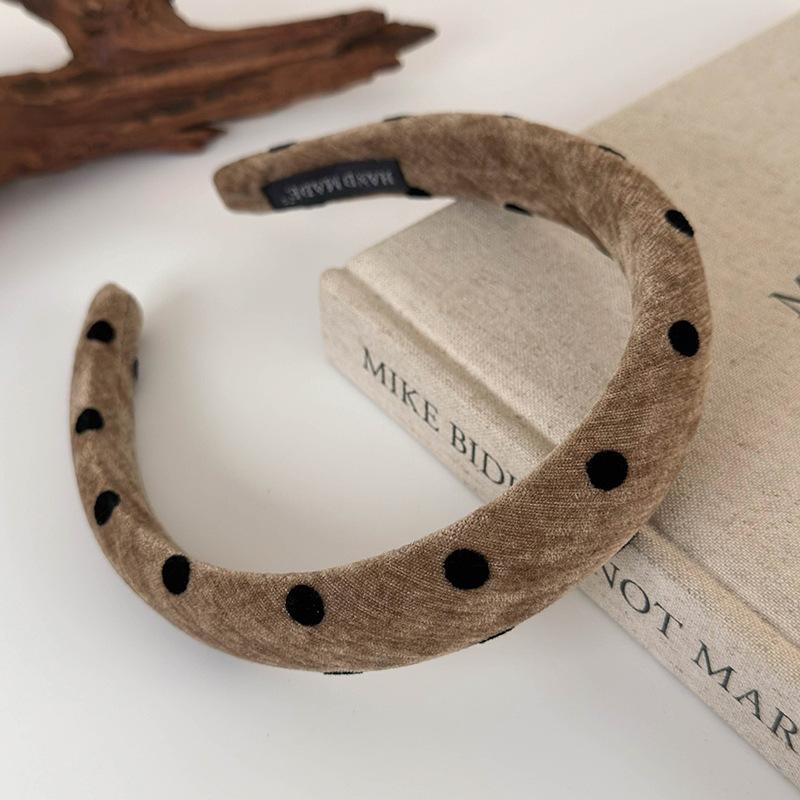 Autumn Winter Velvet Polka Dot Headband for Woman Girl Temperament Hair Hoop Wide Sponge Hair Band Lady Fashion Hair Accessories