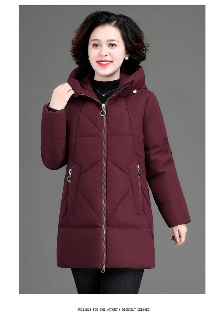 Cappotto Piumino Lunghezza Media con Cappuccio per Maternità da Donna - Stile Inverno 2025, Giacca Outerwear Vestibilità Larga