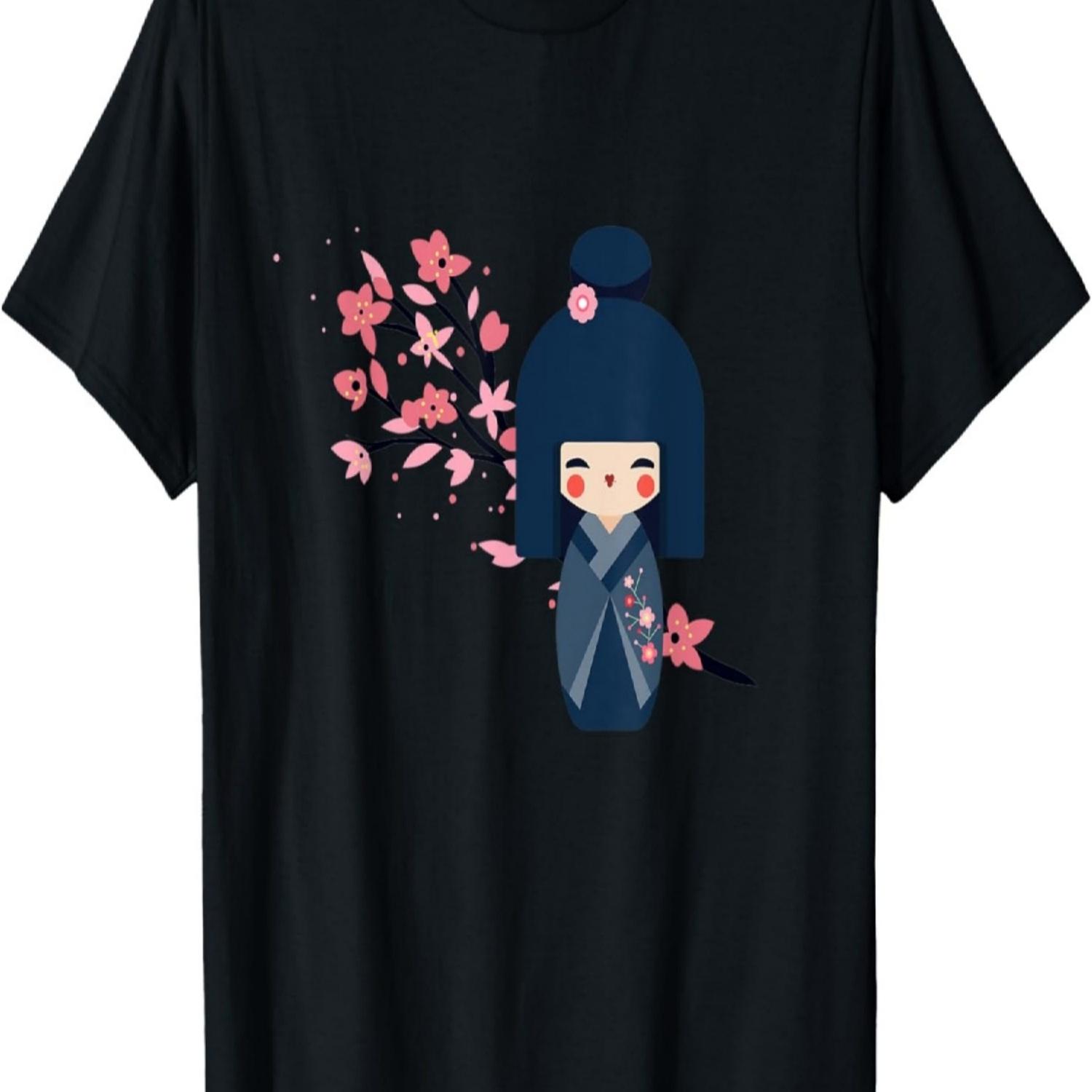 Usaburo Kokeshi doll and  Sakura Cherry Blossom T-Shirt(1) S