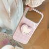 Pink Heart-Shaped Mirrored Stand Phone Case for iPhone 16, iPhone 17, and iPhone 17 Pro Max