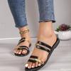 European and American Plus Size Women's Slippers Summer New Trend Cross Flat Beach Slippers Color Blocking Design Daily Shoes