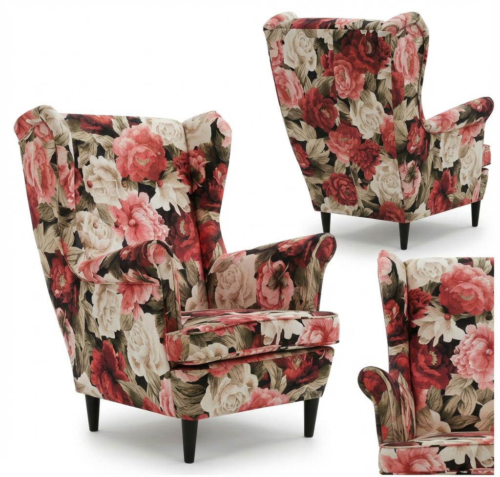 Ohrensessel Ari Spring Print mit Muster im skandinavischen Stil – Family Meble
