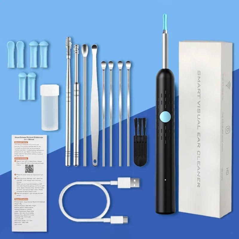 Smart Visual Ear Cleaner with Camera Ear Sticks USB C Charging Ear Wax Removal Tool WIFI Connection 6 LED Lights Earpick