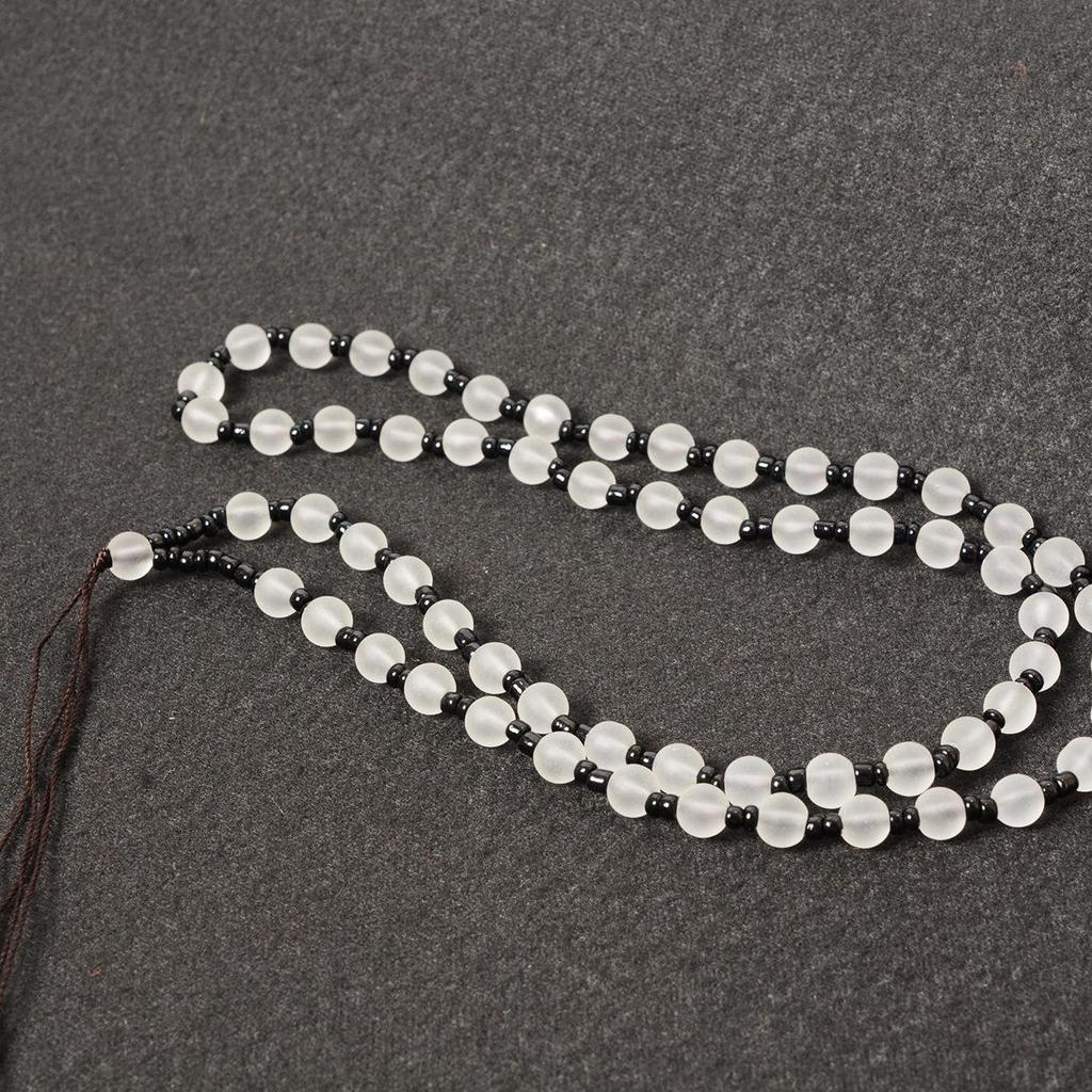 Handmade Woven Glass Beads Lanyard with Jade Guanyin Pendant