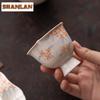 70 ml Handgezeichnete Aprikosenblüte Hoher Fuß Teetasse Kreative Teeschale Muster-Teetasse Dufttasse Chazhan Meistertassen Teegeschirr