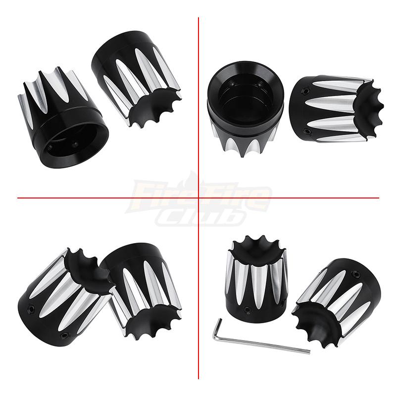 2x Motorcycle Front Axle Nut Cover Cap Bolt For Harley Touring Softail Road King Street Electra Tri Glide Sportster Dyna