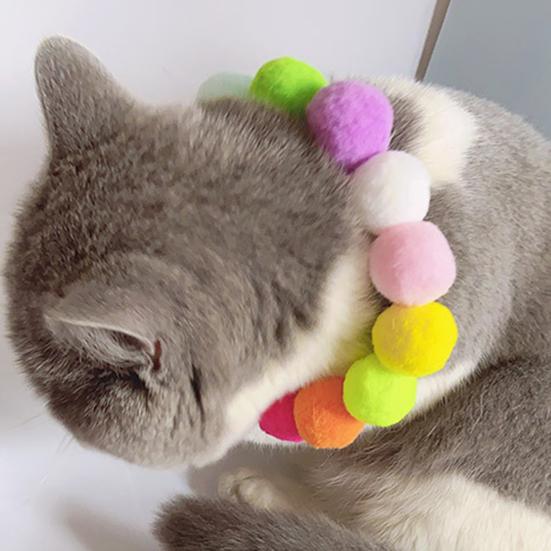 Cat Colorful Plush Balls Collar Dog Neck Ring Strap Pet Photography Accessories