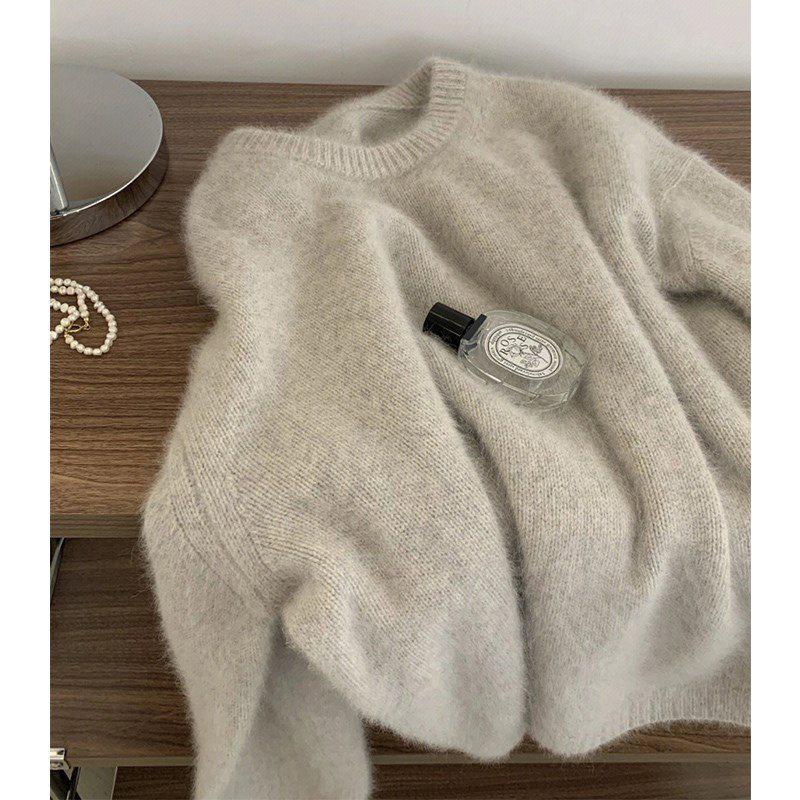 Dámský zimní mohérový pletený pulovr: Liščí samet, Měkký a Volný design