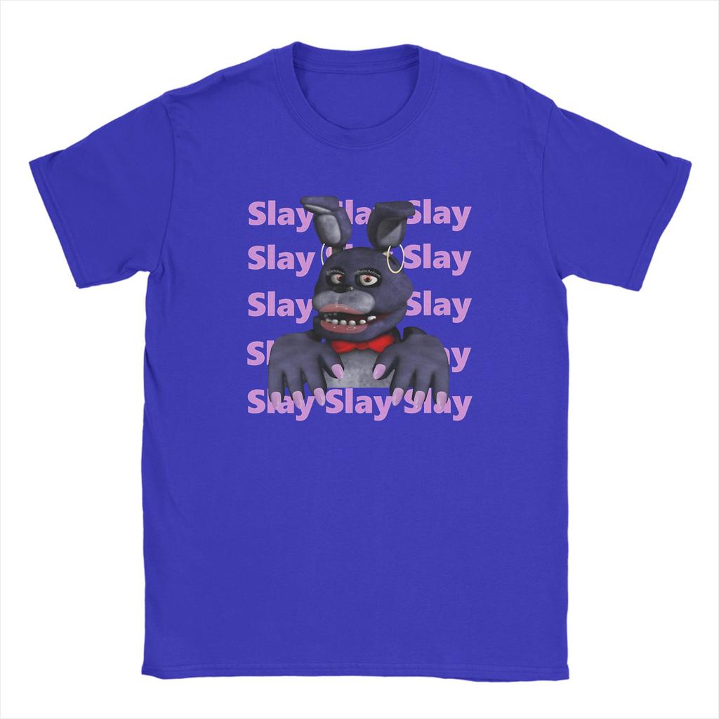 Fnaf slay meme on periodt Men T Shirts FNAF At Freddys Tee Shirt Short Sleeve Round Collar TShirt Pure Cotton Summer Clothes