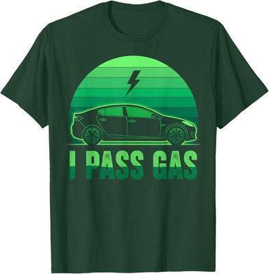 I Pass Gas Electric Car Funny EV Vehicle Sunset Green Energy T-Shirt