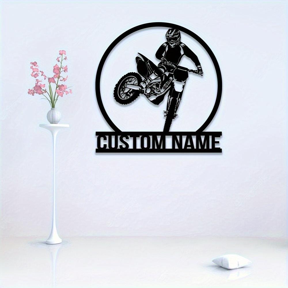 Customizable Motorcycle Metal Wall Art Family Name Sign Indoor Outdoor Holiday Gift