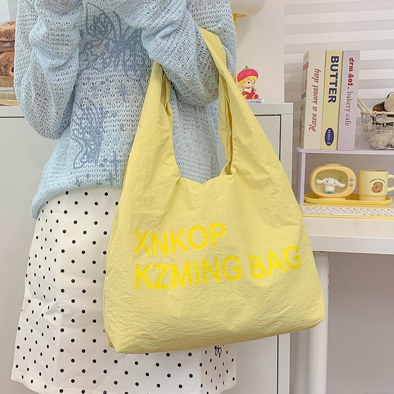 Personalized creative letter tote bag new lazy wind nylon shoulder bag versatile large-capacity shopping bag women
