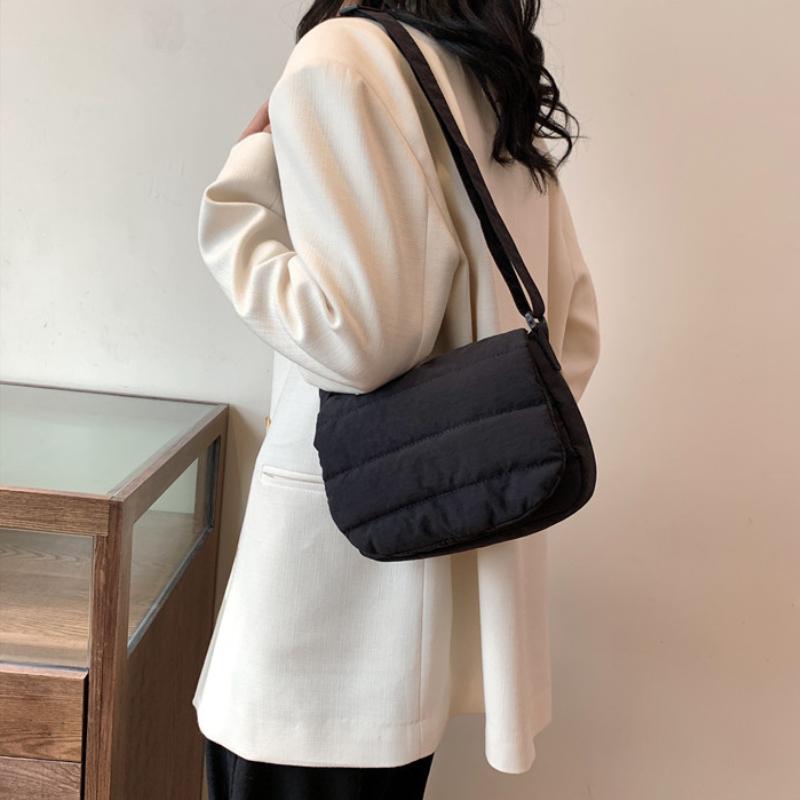 Casual Small Square Crossbody Bag for Women Minimalist Solid Color Shoulder Bag Soft Flap Purse